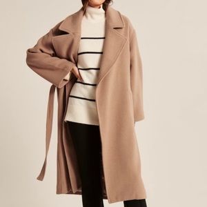 Slouchy Belted Wool Blend Coat - Abercrombie & Fitch
